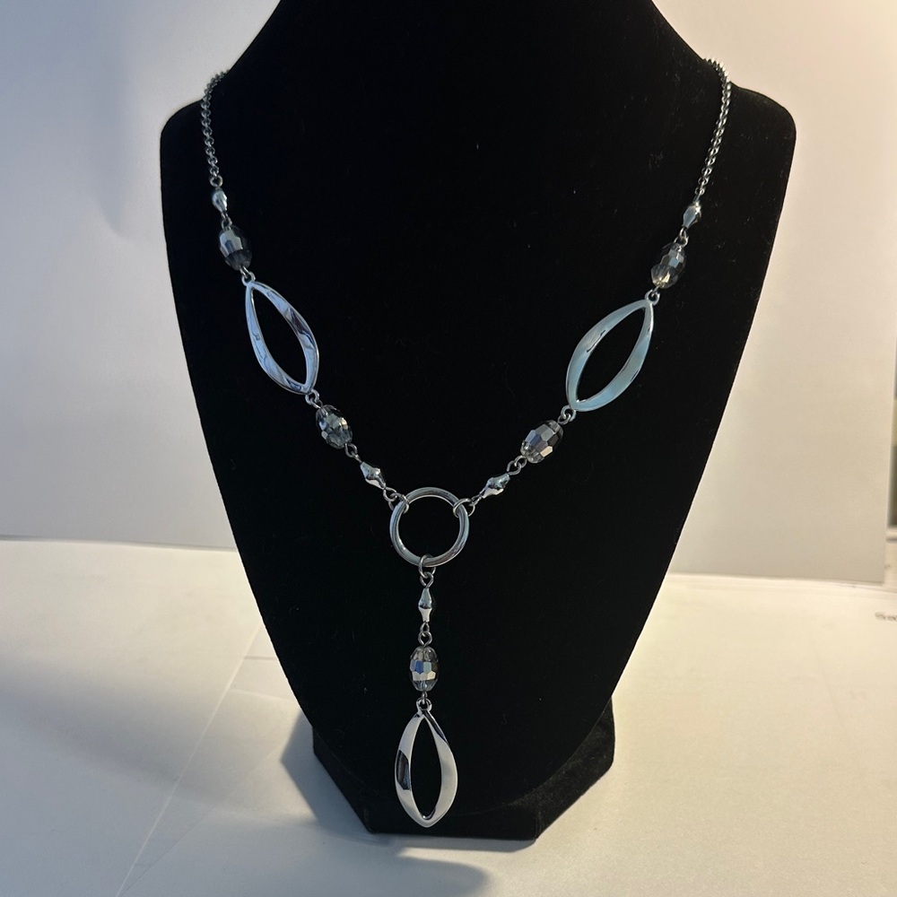 Silver Tone Y-Style Dangle Necklace - Elegant Women Jewelry